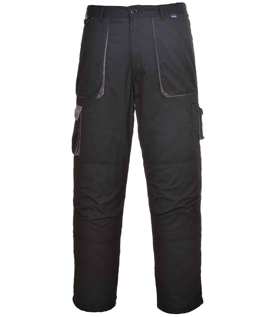 Portwest Texo Contrast Trousers in R Black by Portwest — Custom branded clothing by Print Press, featuring premium embroidery produced in our specialist print lab in the UK.