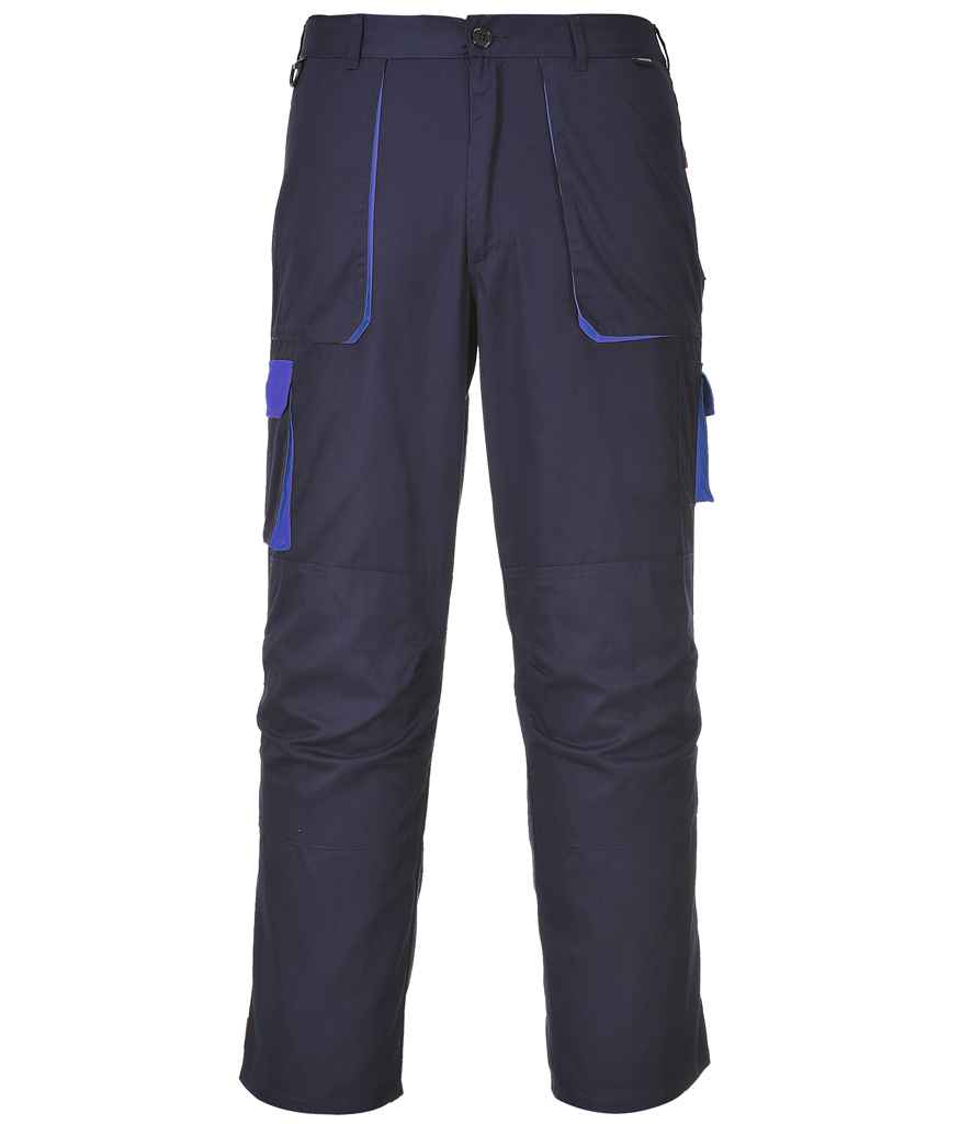 Portwest Texo Contrast Trousers in R Navy by Portwest — Custom branded clothing by Print Press, featuring premium embroidery produced in our specialist print lab in the UK.