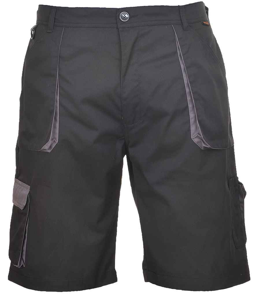 Portwest Texo Contrast Shorts in Black by Portwest — Custom branded clothing by Print Press, featuring premium embroidery produced in our specialist print lab in the UK.