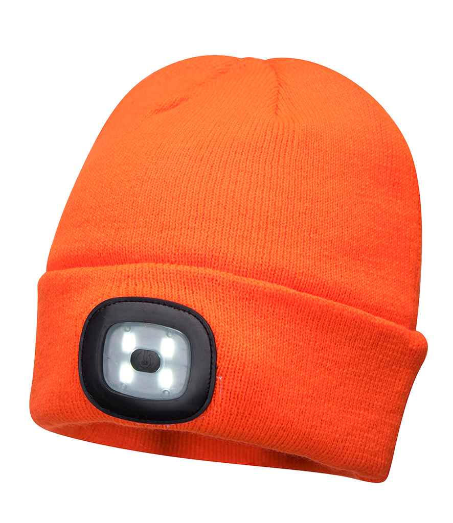Portwest LED Head Light Beanie in ONE Orange by Portwest — Custom branded clothing by Print Press, featuring premium embroidery produced in our specialist print lab in the UK.