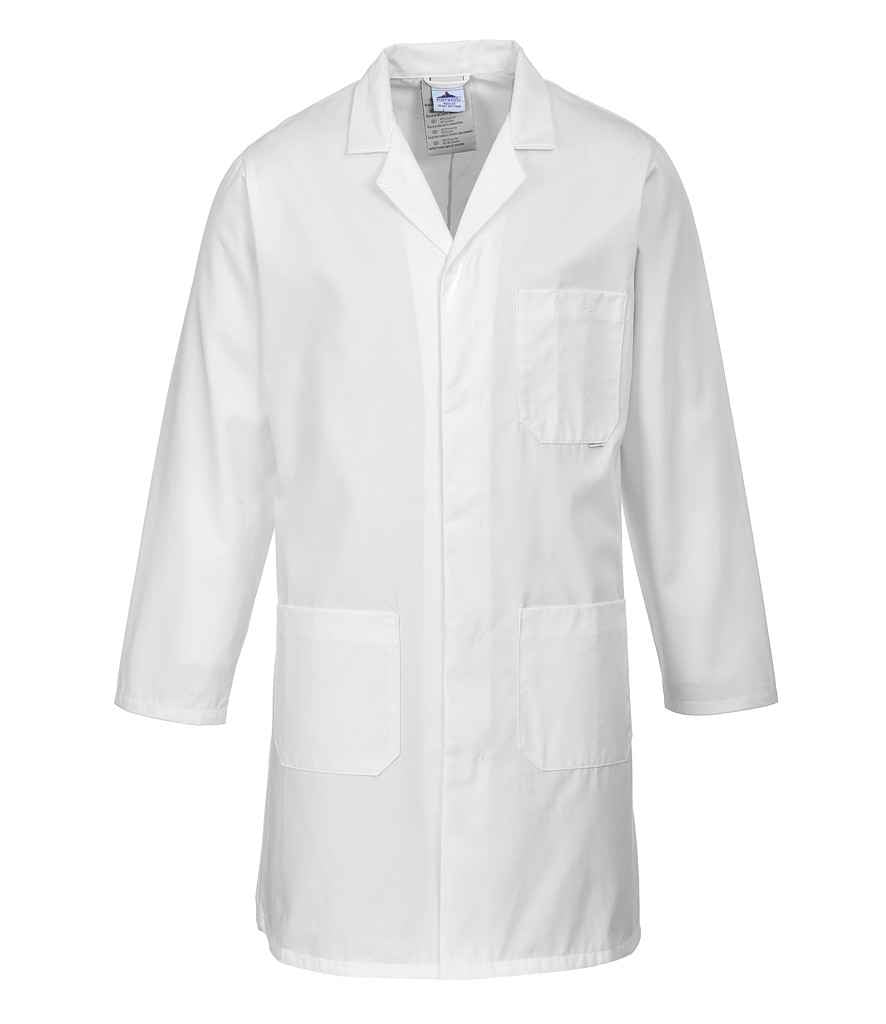 Portwest Standard Coat in White by Portwest — Custom branded clothing by Print Press, featuring premium embroidery produced in our specialist print lab in the UK.