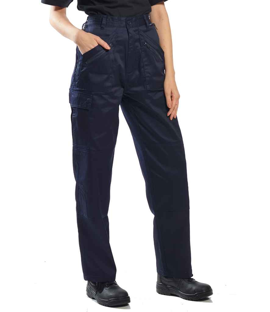 Portwest Ladies Action Trousers in Navy by Portwest — Custom branded clothing by Print Press, featuring premium embroidery produced in our specialist print lab in the UK.