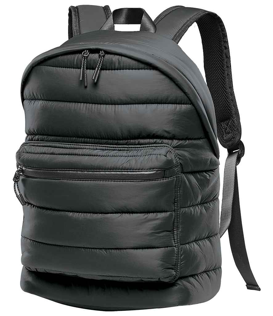 Stormtech Stavanger Quilted Backpack in ONE Black by Stormtech — Custom branded clothing by Print Press, featuring premium embroidery produced in our specialist print lab in the UK.