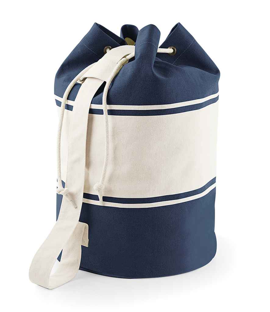 Quadra Canvas Duffle in ONE Navy Off White by Quadra — Custom branded clothing by Print Press, featuring premium embroidery produced in our specialist print lab in the UK.