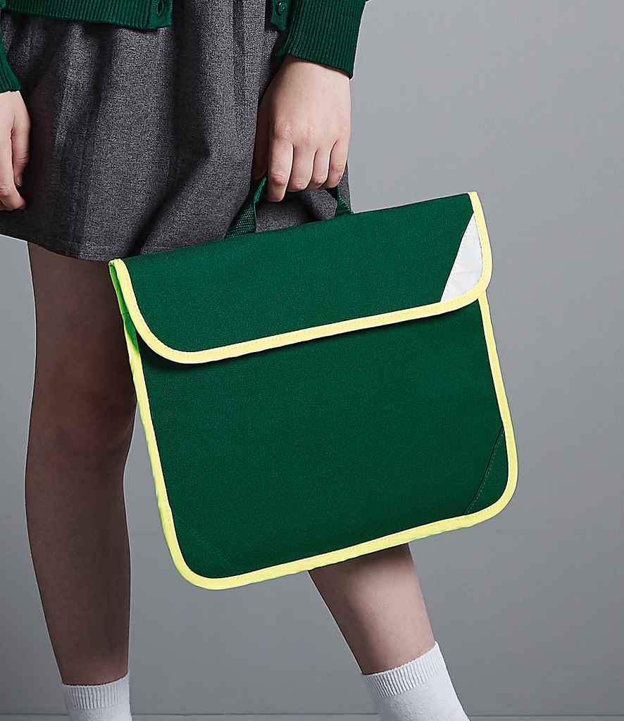 Quadra Enhanced-Viz Book Bag in ONE Bottle Green by Quadra — Custom branded clothing by Print Press, featuring premium embroidery produced in our specialist print lab in the UK.