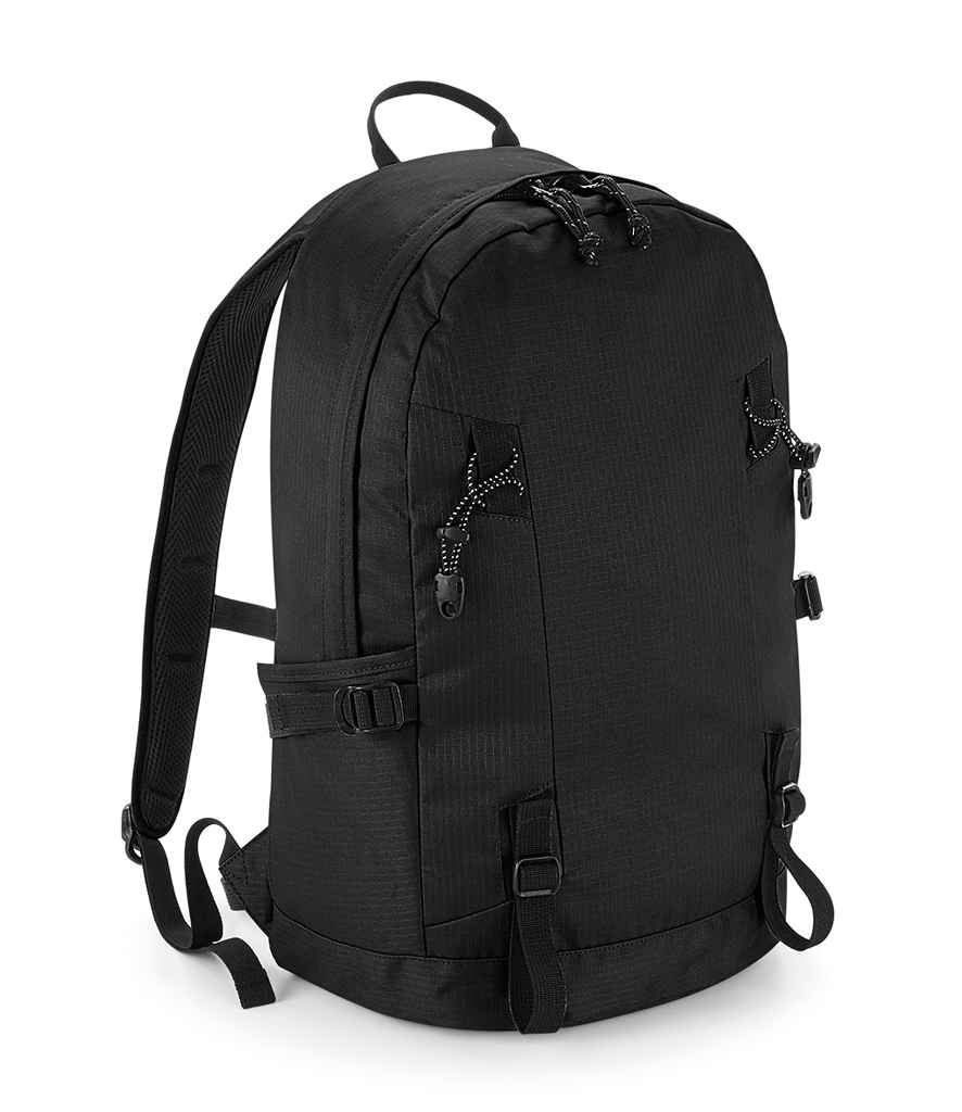 Quadra Everyday Outdoor 20 Litre Backpack in ONE Black by Quadra — Custom branded clothing by Print Press, featuring premium embroidery produced in our specialist print lab in the UK.