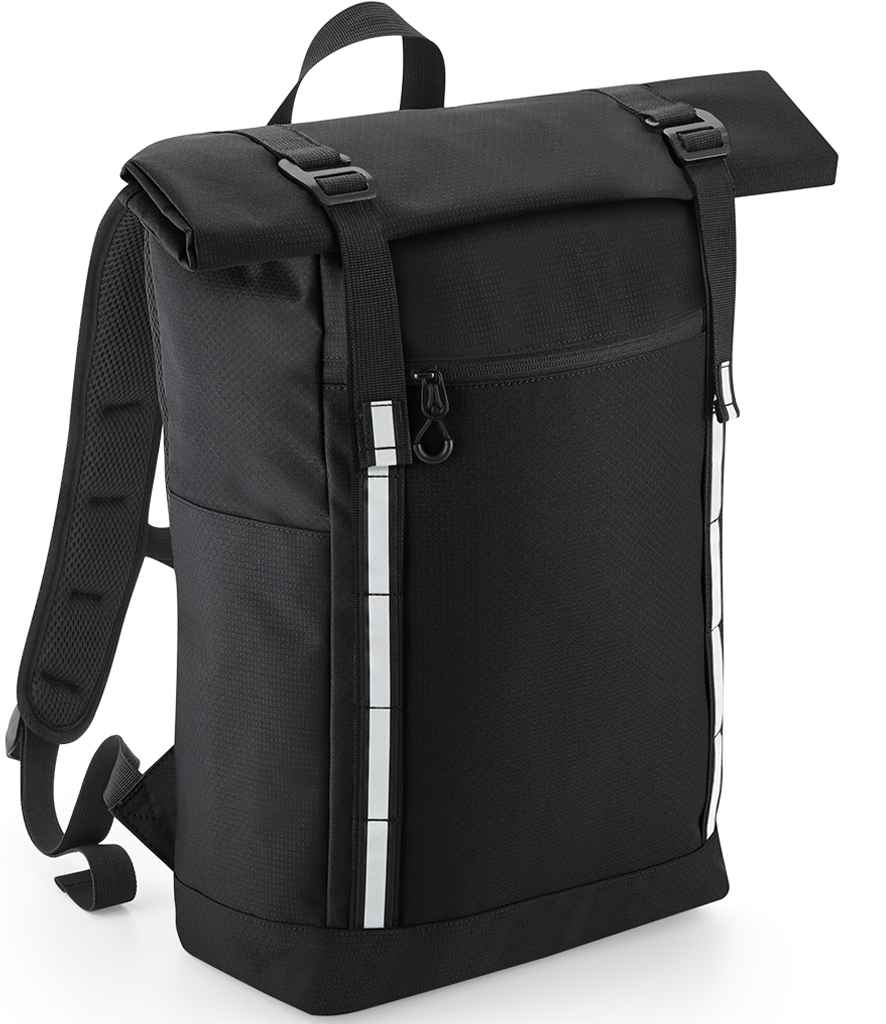 Quadra Urban Commute Roll-Top Backpack in ONE Black by Quadra — Custom branded clothing by Print Press, featuring premium embroidery produced in our specialist print lab in the UK.