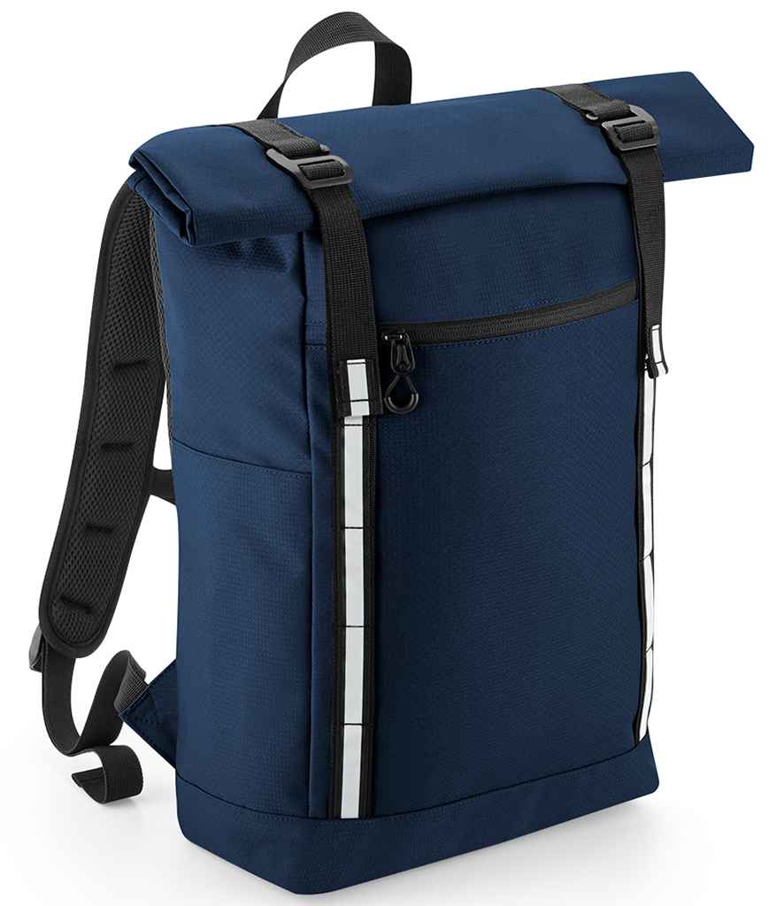 Quadra Urban Commute Roll-Top Backpack in ONE French Navy by Quadra — Custom branded clothing by Print Press, featuring premium embroidery produced in our specialist print lab in the UK.