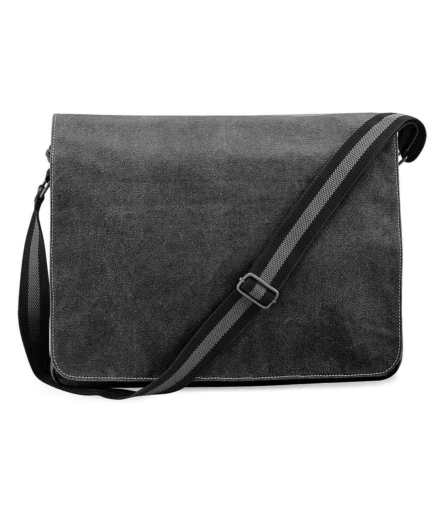 Quadra Vintage Canvas Despatch Bag in ONE Vintage Black by Quadra — Custom branded clothing by Print Press, featuring premium embroidery produced in our specialist print lab in the UK.