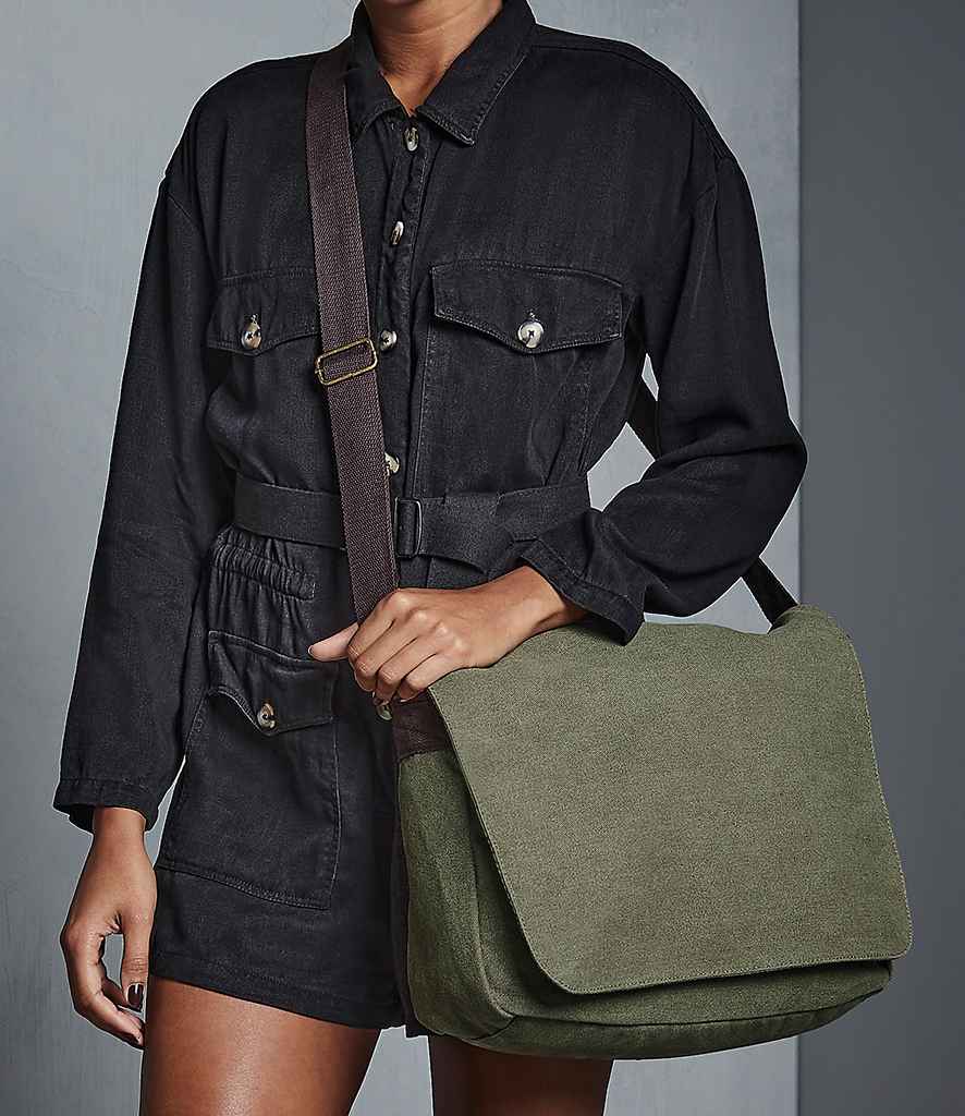 Quadra Vintage Canvas Despatch Bag in ONE Vintage Military Green by Quadra — Custom branded clothing by Print Press, featuring premium embroidery produced in our specialist print lab in the UK.