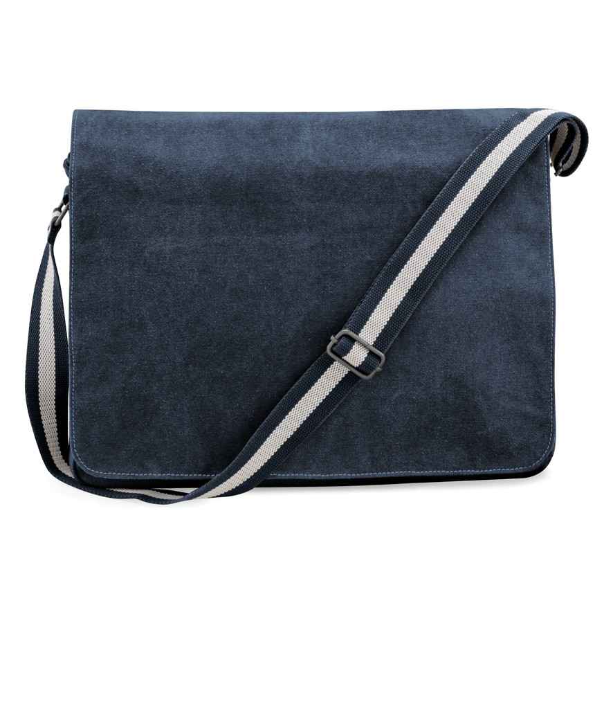 Quadra Vintage Canvas Despatch Bag in ONE Vintage Oxford Navy by Quadra — Custom branded clothing by Print Press, featuring premium embroidery produced in our specialist print lab in the UK.