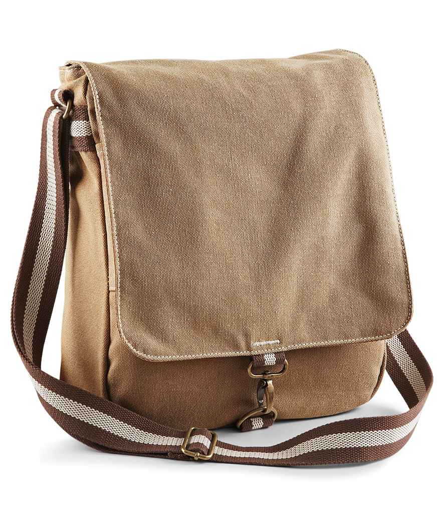 Quadra Vintage Canvas Backpack in ONE Vintage Oxford Navy by Quadra — Custom branded clothing by Print Press, featuring premium embroidery produced in our specialist print lab in the UK.