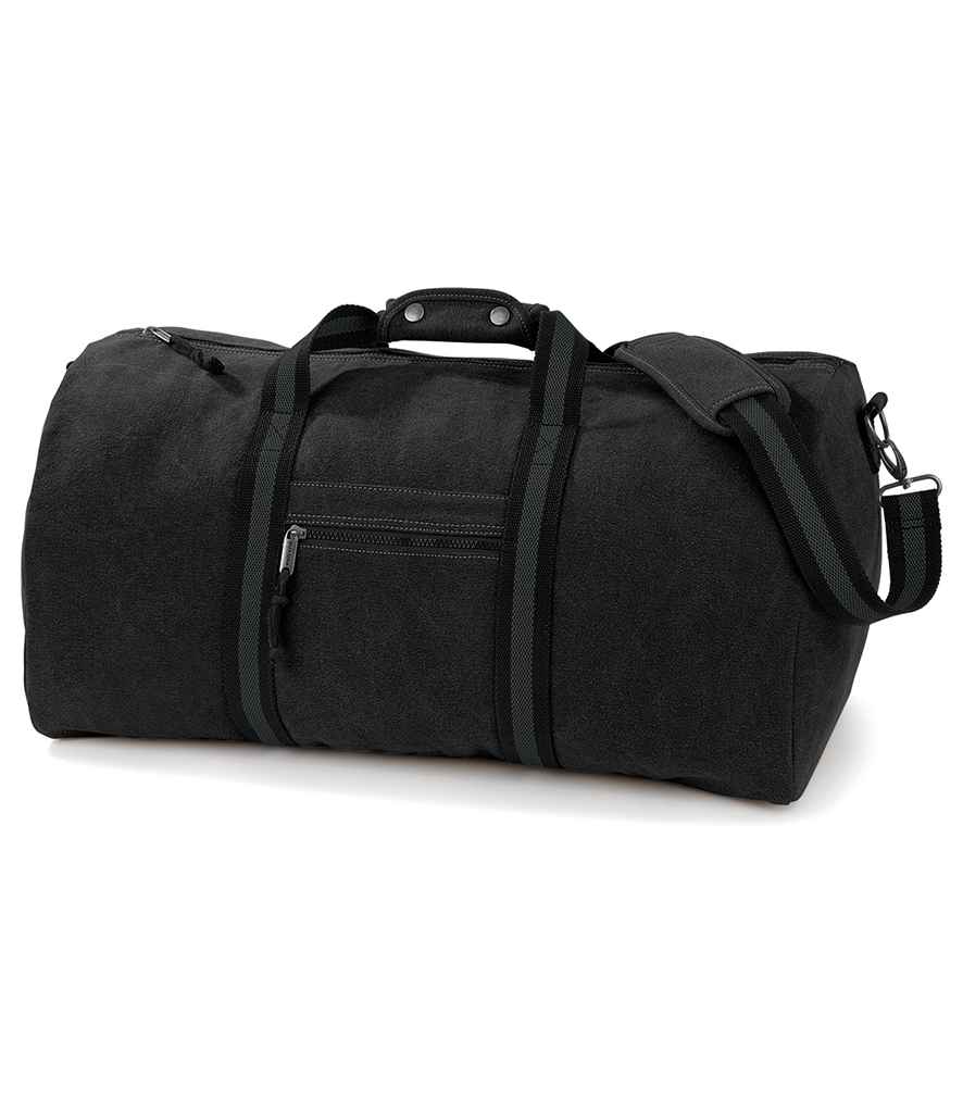 Quadra Vintage Canvas Holdall in ONE Vintage Black by Quadra — Custom branded clothing by Print Press, featuring premium embroidery produced in our specialist print lab in the UK.