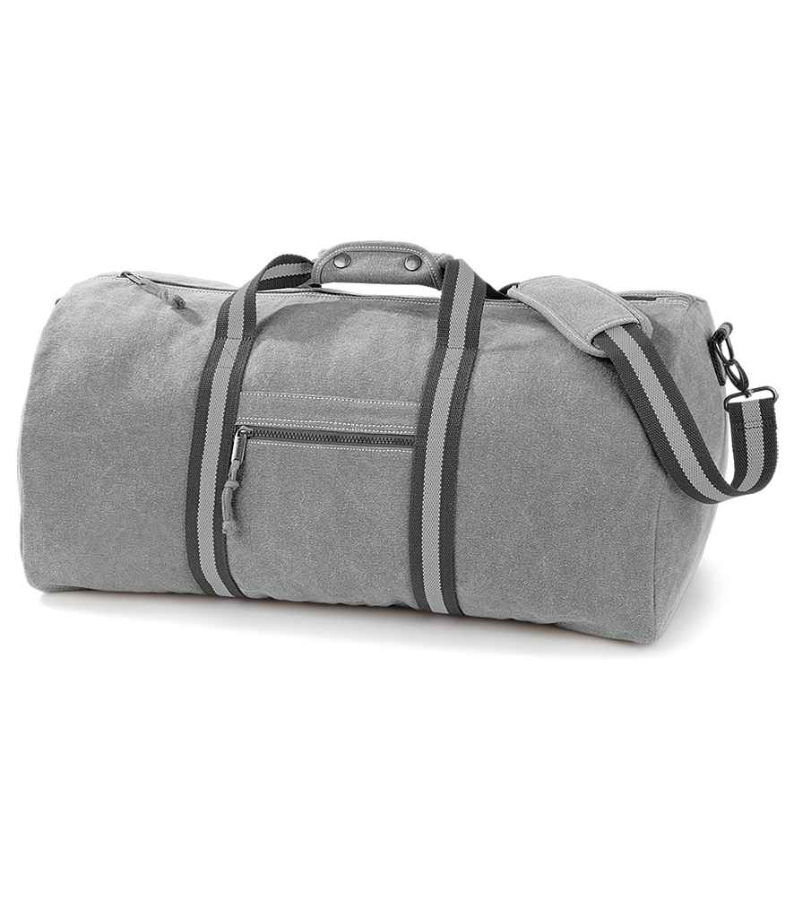 Quadra Vintage Canvas Holdall in ONE Vintage Light Grey by Quadra — Custom branded clothing by Print Press, featuring premium embroidery produced in our specialist print lab in the UK.