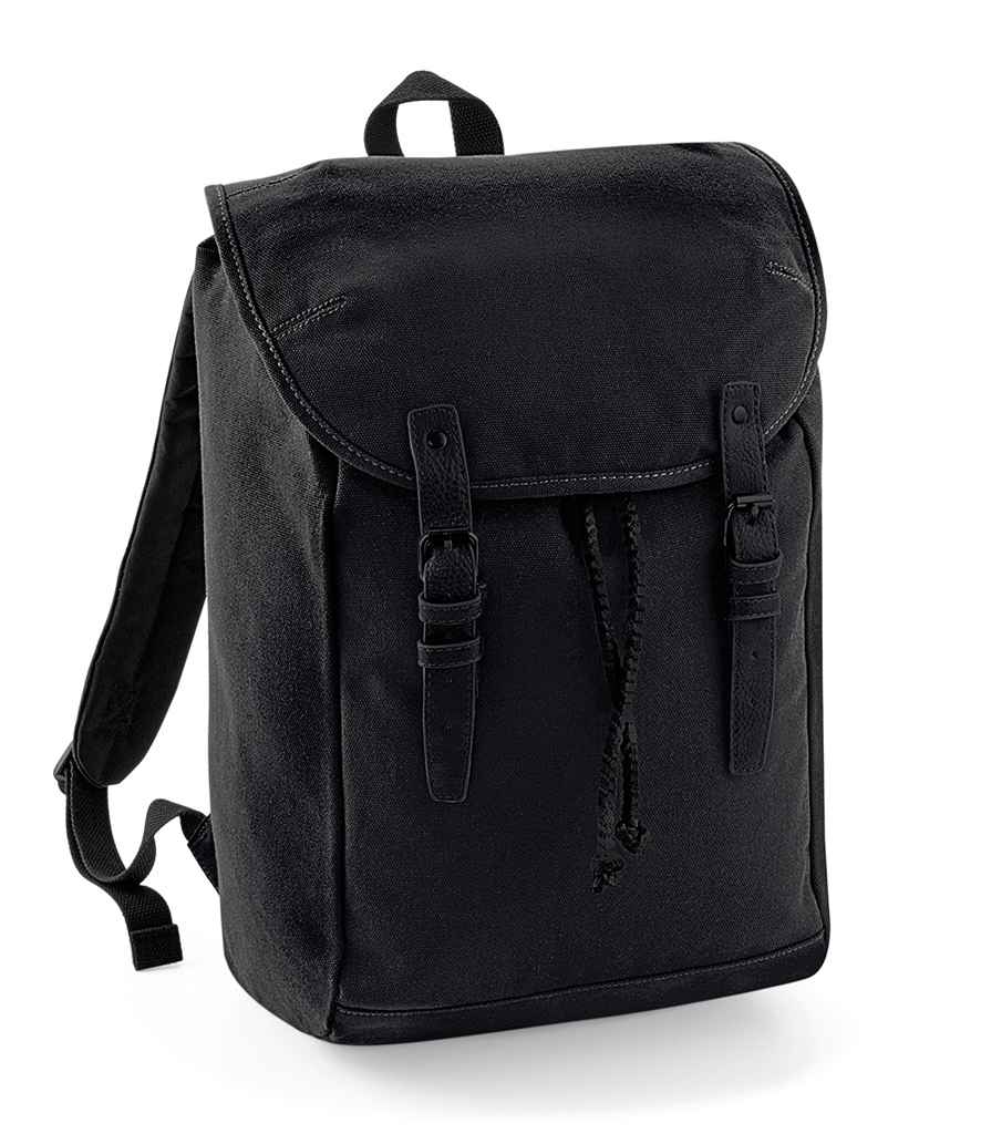 Quadra Vintage Rucksack in ONE Black Black by Quadra — Custom branded clothing by Print Press, featuring premium embroidery produced in our specialist print lab in the UK.