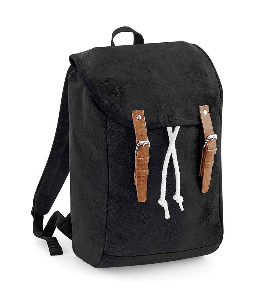 Quadra Vintage Rucksack in ONE Black by Quadra — Custom branded clothing by Print Press, featuring premium embroidery produced in our specialist print lab in the UK.