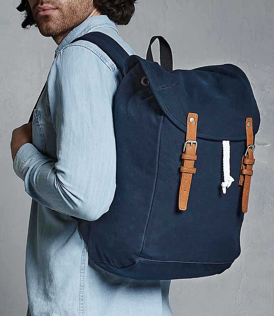 Quadra Vintage Rucksack in ONE French Navy by Quadra — Custom branded clothing by Print Press, featuring premium embroidery produced in our specialist print lab in the UK.