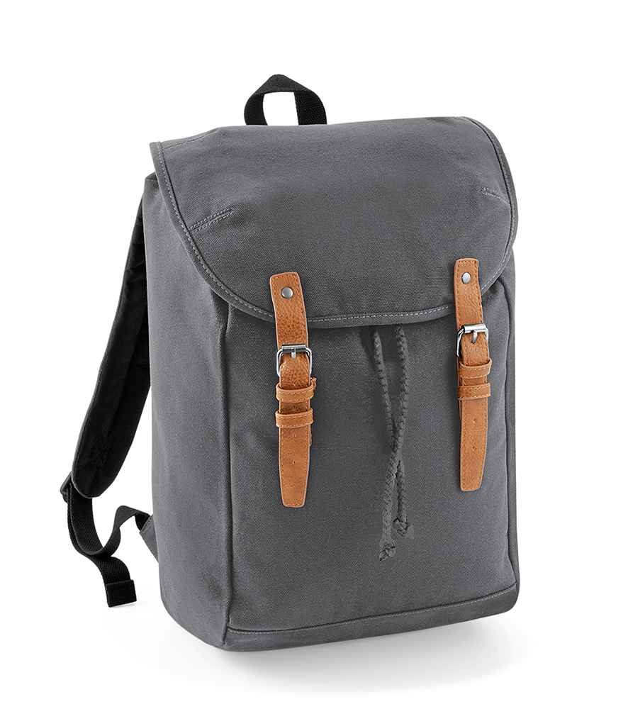 Quadra Vintage Rucksack in ONE Graphite Grey by Quadra — Custom branded clothing by Print Press, featuring premium embroidery produced in our specialist print lab in the UK.