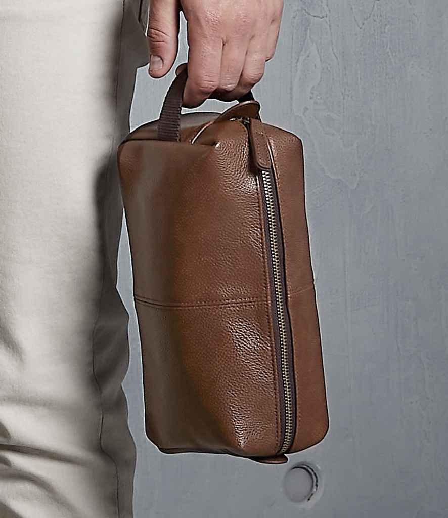 Quadra NuHide Wash Bag in ONE Tan by Quadra — Custom branded clothing by Print Press, featuring premium embroidery produced in our specialist print lab in the UK.