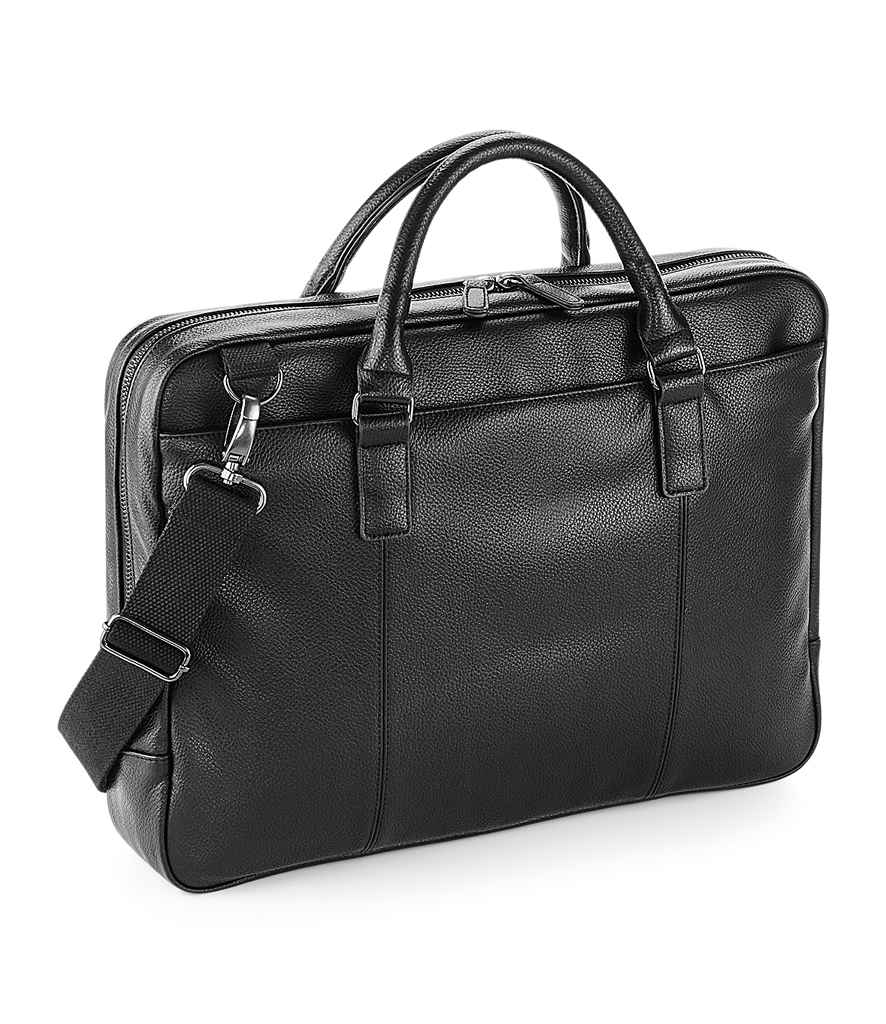 Quadra NuHide Slimline Laptop Briefcase in ONE Black by Quadra — Custom branded clothing by Print Press, featuring premium embroidery produced in our specialist print lab in the UK.