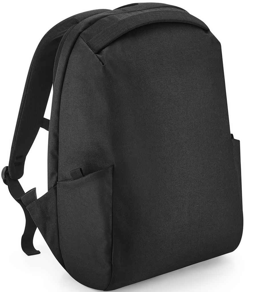 Quadra Project Recycled Security Backpack in ONE Black by Quadra — Custom branded clothing by Print Press, featuring premium embroidery produced in our specialist print lab in the UK.