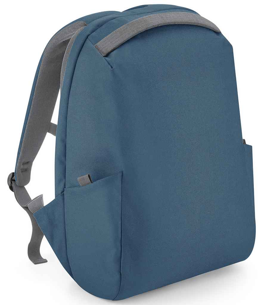 Quadra Project Recycled Security Backpack in ONE Slate blue by Quadra — Custom branded clothing by Print Press, featuring premium embroidery produced in our specialist print lab in the UK.