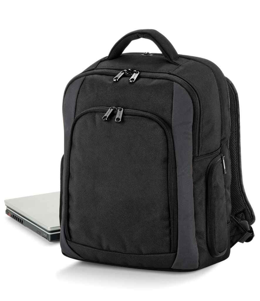Quadra Tungsten Laptop Backpack in ONE Black Graphite Grey by Quadra — Custom branded clothing by Print Press, featuring premium embroidery produced in our specialist print lab in the UK.