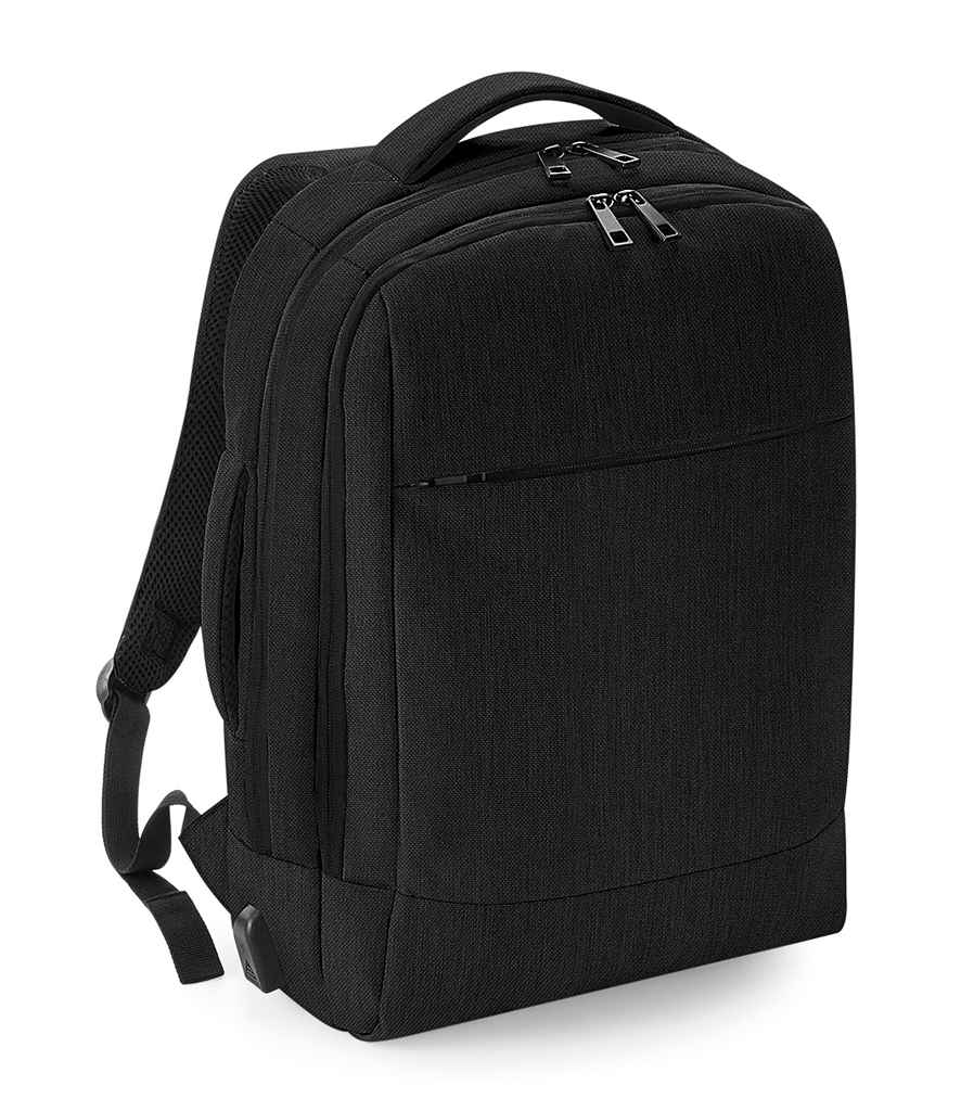 Quadra Q-Tech Charge Convertible Backpack in ONE Black by Quadra — Custom branded clothing by Print Press, featuring premium embroidery produced in our specialist print lab in the UK.