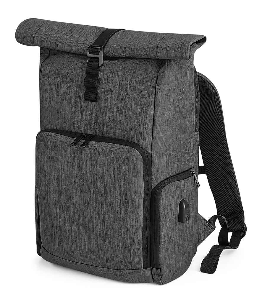 Quadra Q-Tech Charge Roll-Top Backpack in ONE Granite Marl by Quadra — Custom branded clothing by Print Press, featuring premium embroidery produced in our specialist print lab in the UK.