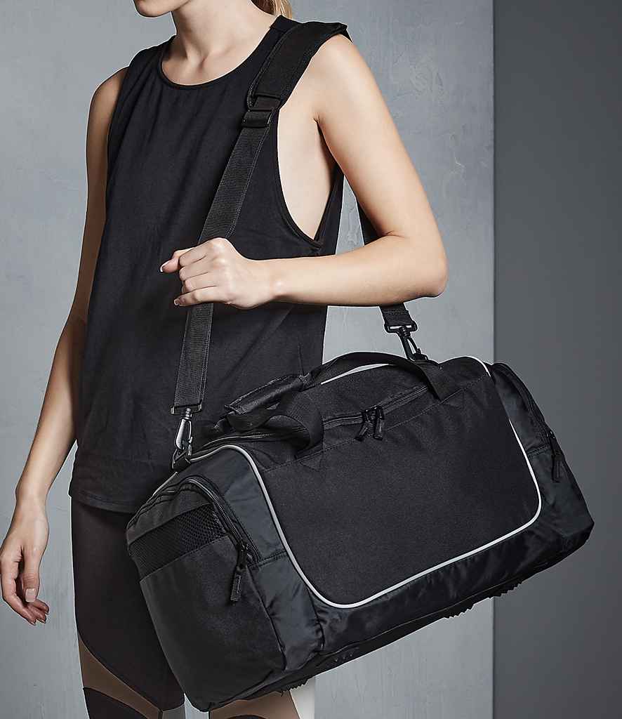 Quadra Teamwear Locker Bag in ONE Black Light Grey by Quadra — Custom branded clothing by Print Press, featuring premium embroidery produced in our specialist print lab in the UK.