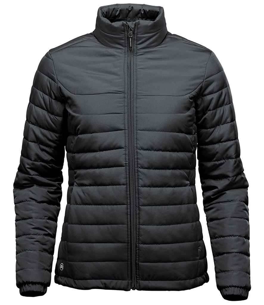 Stormtech Ladies Nautilus Quilted Jacket in Black by Stormtech — Custom branded clothing by Print Press, featuring premium embroidery produced in our specialist print lab in the UK.