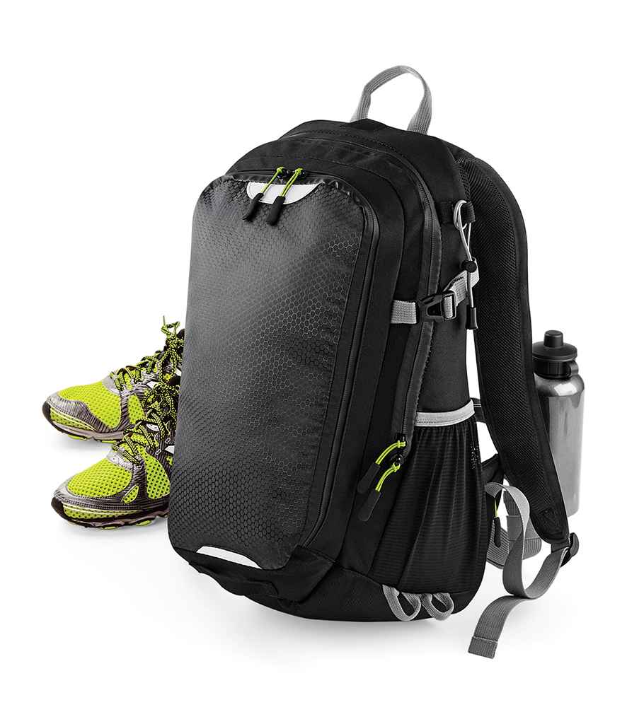 Quadra SLX 20 Litre Daypack in ONE Black by Quadra — Custom branded clothing by Print Press, featuring premium embroidery produced in our specialist print lab in the UK.