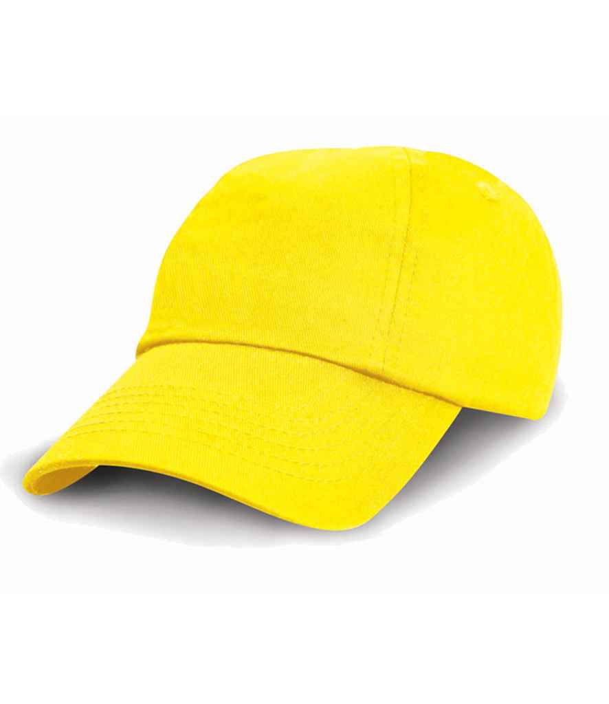 Result Kids Low Profile Cotton Cap in ONE Yellow by Result Headwear — Custom branded clothing by Print Press, featuring premium embroidery produced in our specialist print lab in the UK.