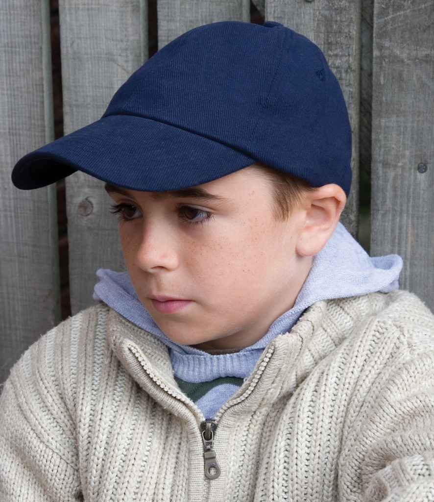 Result Kids Low Profile Heavy Brushed Cotton Cap in ONE Navy by Result Headwear — Custom branded clothing by Print Press, featuring premium embroidery produced in our specialist print lab in the UK.
