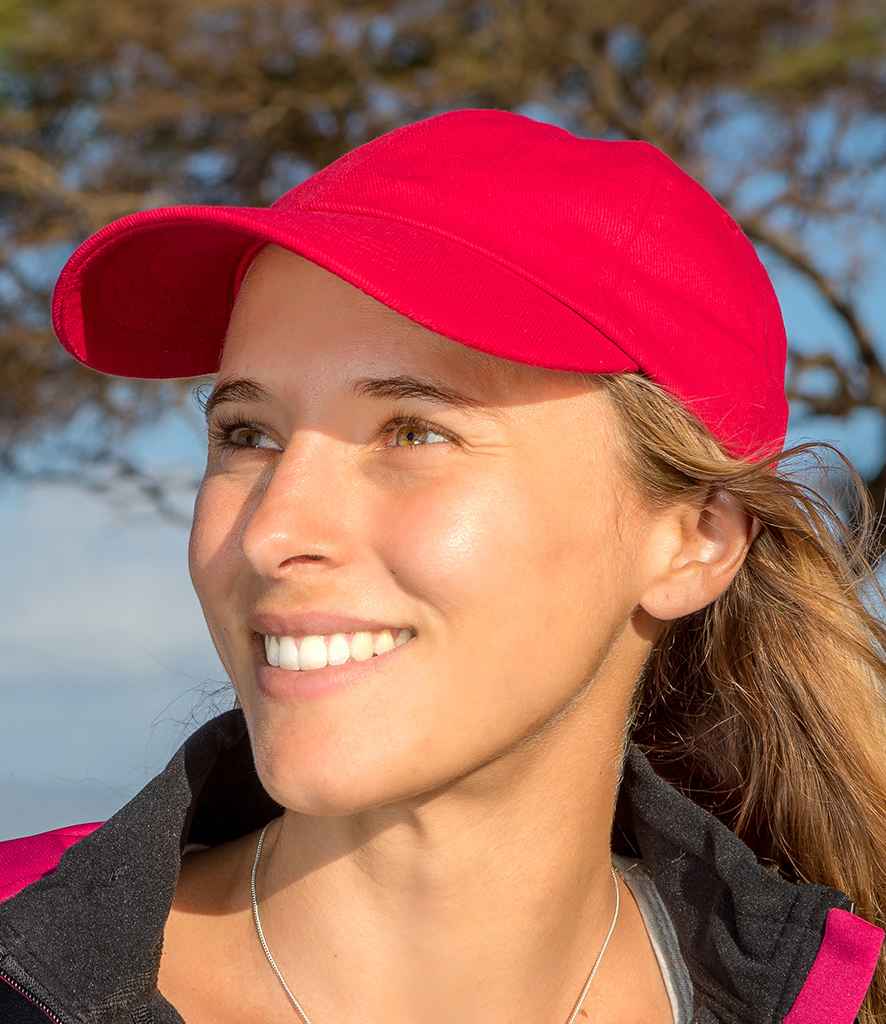Result Low Profile Heavy Brushed Cotton Cap in ONE Red by Result Headwear — Custom branded clothing by Print Press, featuring premium embroidery produced in our specialist print lab in the UK.