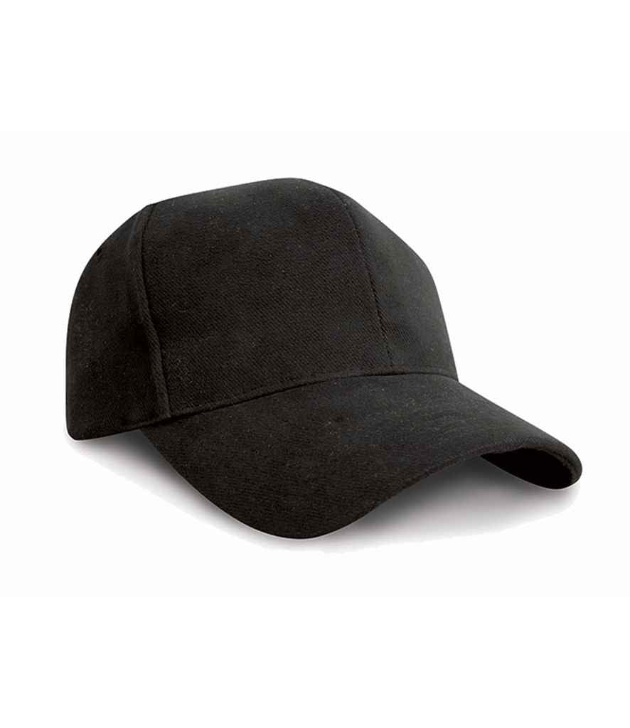 Result Pro-Style Heavy Brushed Cotton Cap in ONE Black by Result Headwear — Custom branded clothing by Print Press, featuring premium embroidery produced in our specialist print lab in the UK.