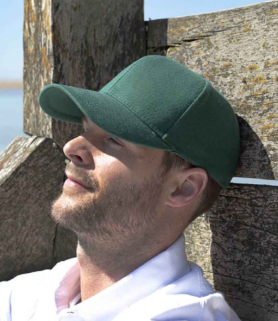 Result Pro-Style Heavy Brushed Cotton Cap in ONE Forest Green by Result Headwear — Custom branded clothing by Print Press, featuring premium embroidery produced in our specialist print lab in the UK.