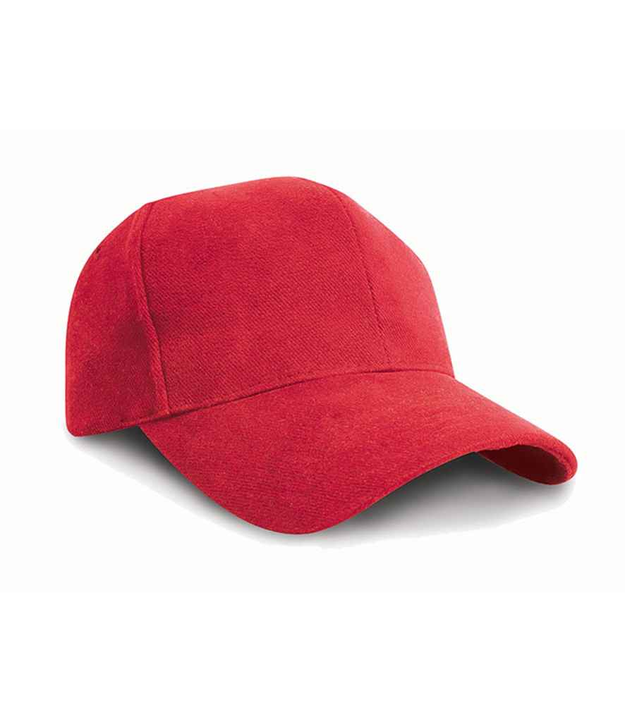 Result Pro-Style Heavy Brushed Cotton Cap in ONE Red by Result Headwear — Custom branded clothing by Print Press, featuring premium embroidery produced in our specialist print lab in the UK.
