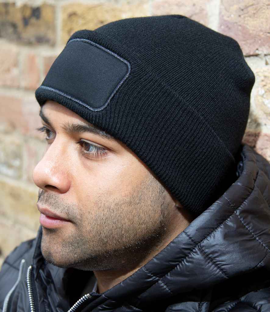 Result Core Double Knit Printers Beanie in ONE Black by Result Winter Essentials — Custom branded clothing by Print Press, featuring premium embroidery produced in our specialist print lab in the UK.