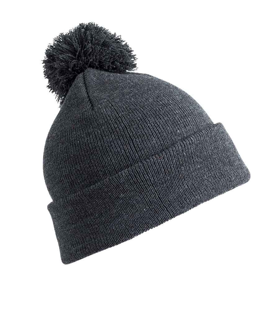 Result Core Kids Pom Pom Beanie in ONE Grey by Result Winter Essentials — Custom branded clothing by Print Press, featuring premium embroidery produced in our specialist print lab in the UK.