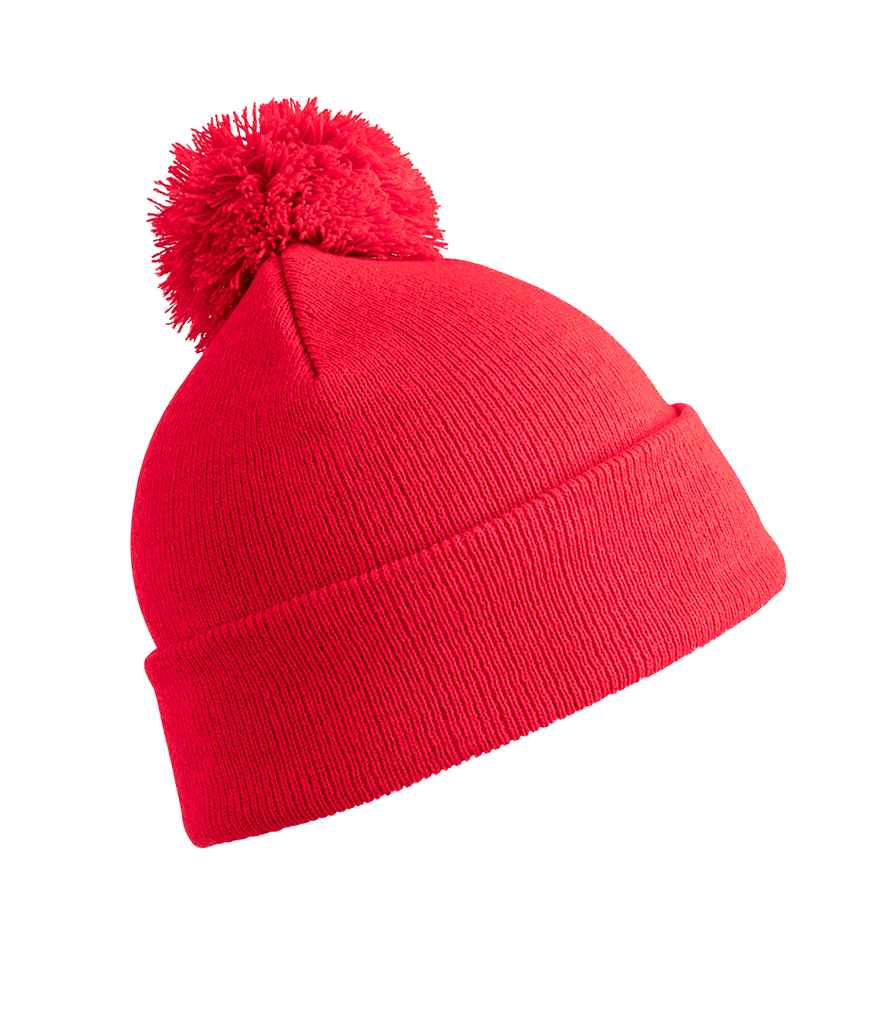 Result Core Kids Pom Pom Beanie in ONE Red by Result Winter Essentials — Custom branded clothing by Print Press, featuring premium embroidery produced in our specialist print lab in the UK.