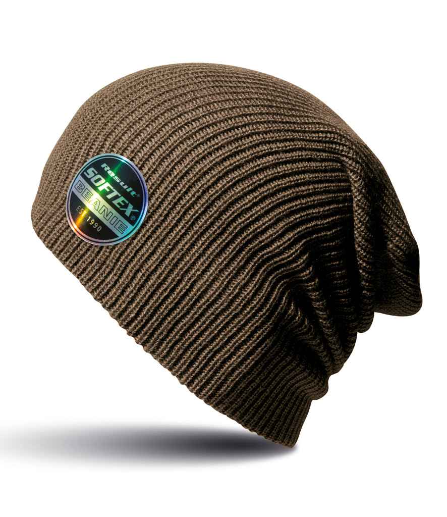 Result Core Softex Beanie in ONE Chocolate by Result Winter Essentials — Custom branded clothing by Print Press, featuring premium embroidery produced in our specialist print lab in the UK.