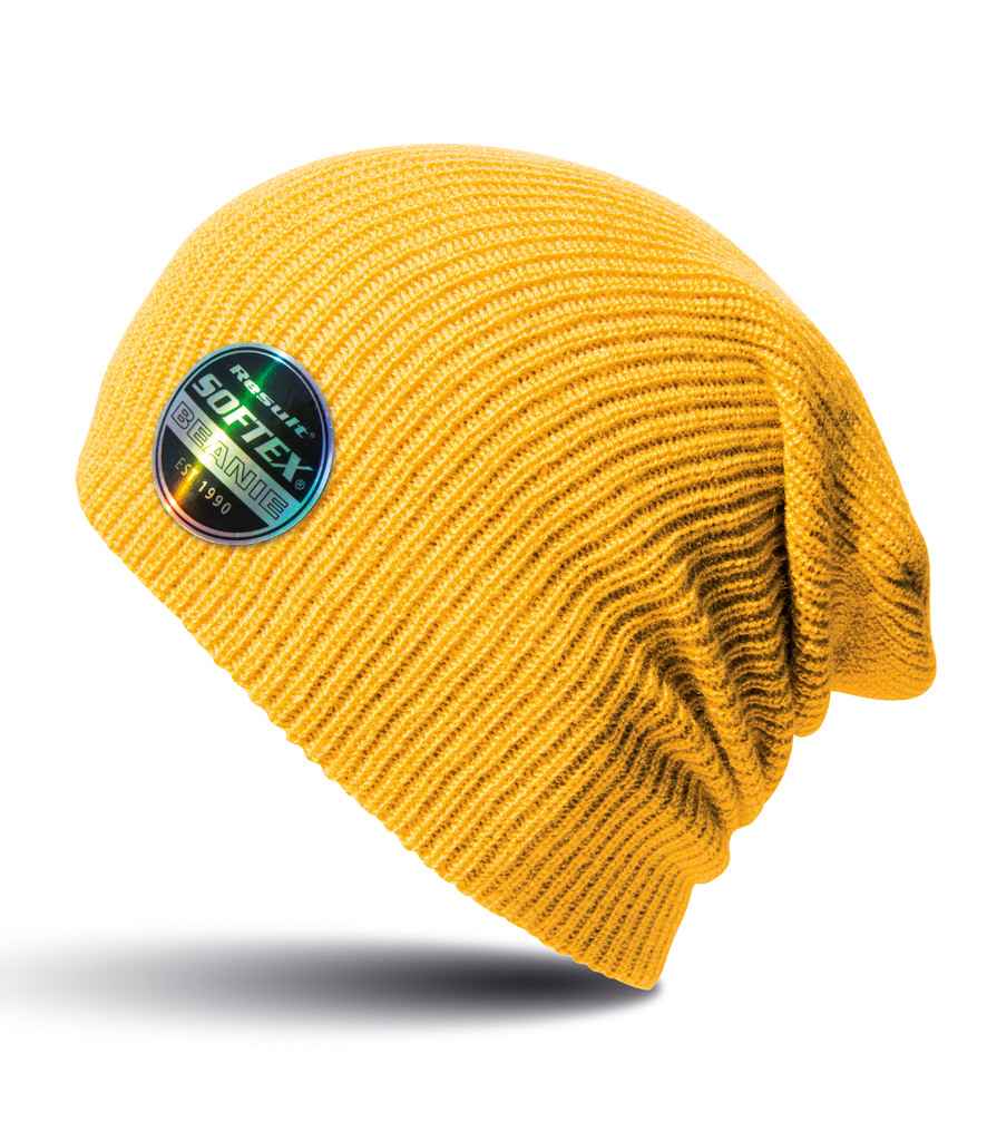 Result Core Softex Beanie in ONE Golden Yellow by Result Winter Essentials — Custom branded clothing by Print Press, featuring premium embroidery produced in our specialist print lab in the UK.