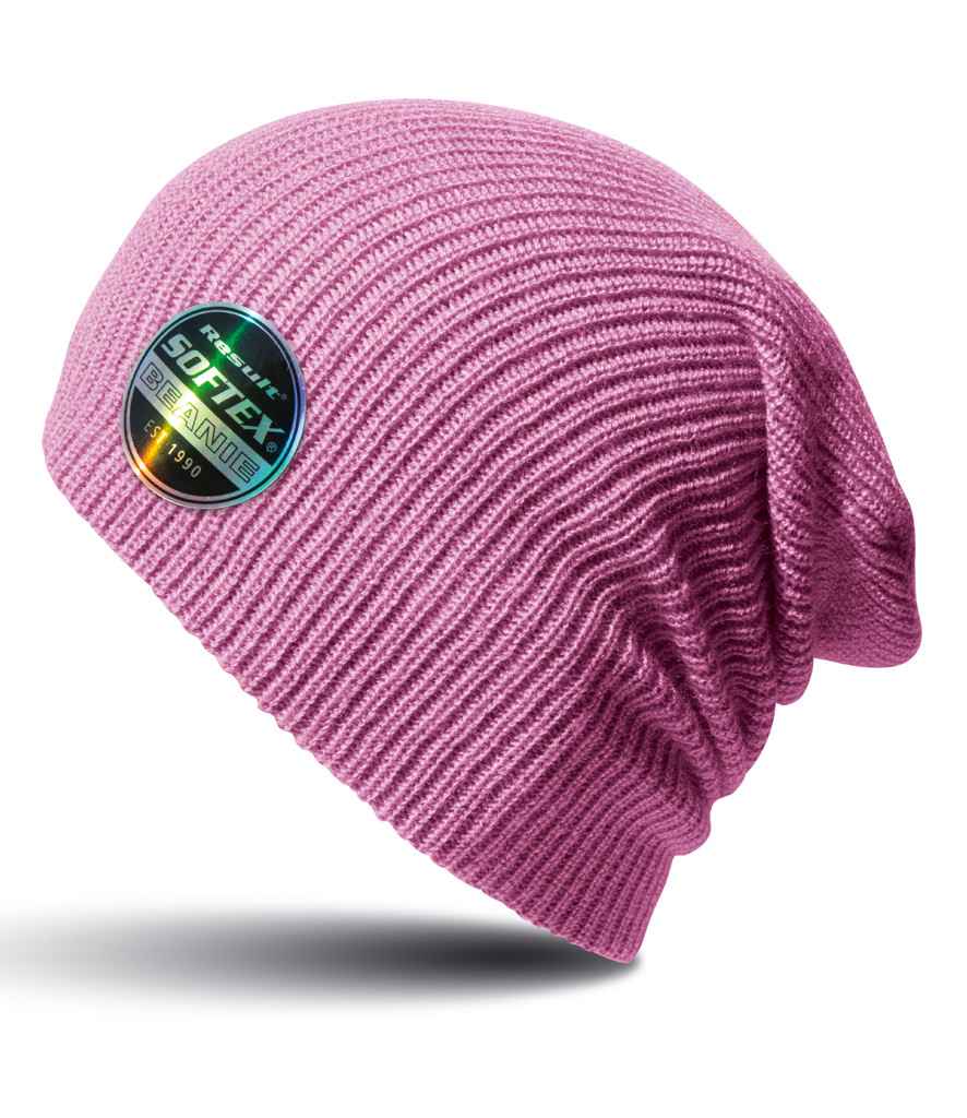 Result Core Softex Beanie in ONE Ribbon Pink by Result Winter Essentials — Custom branded clothing by Print Press, featuring premium embroidery produced in our specialist print lab in the UK.