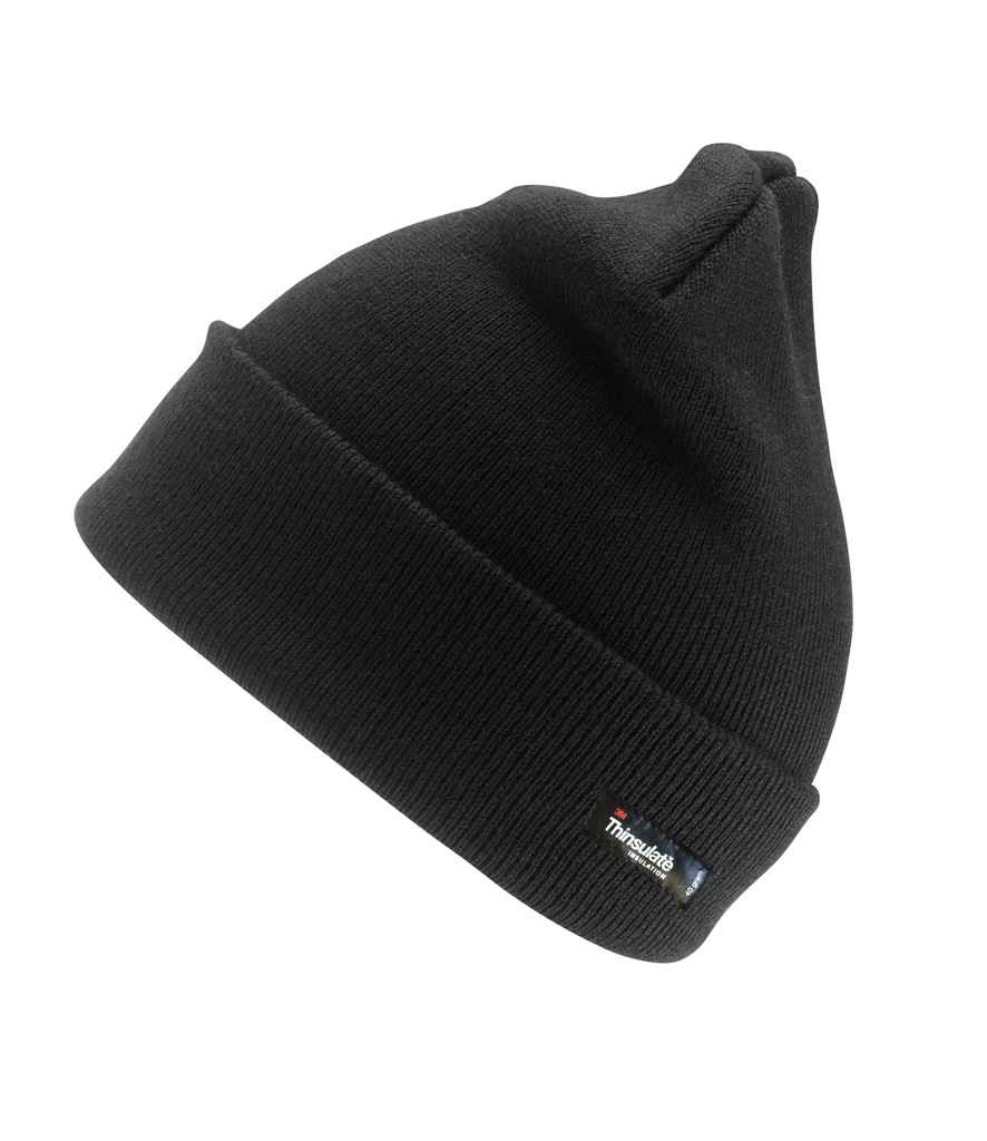 Result Woolly Ski Hat with Thinsulate Insulation in ONE Black by Result Winter Essentials — Custom branded clothing by Print Press, featuring premium embroidery produced in our specialist print lab in the UK.