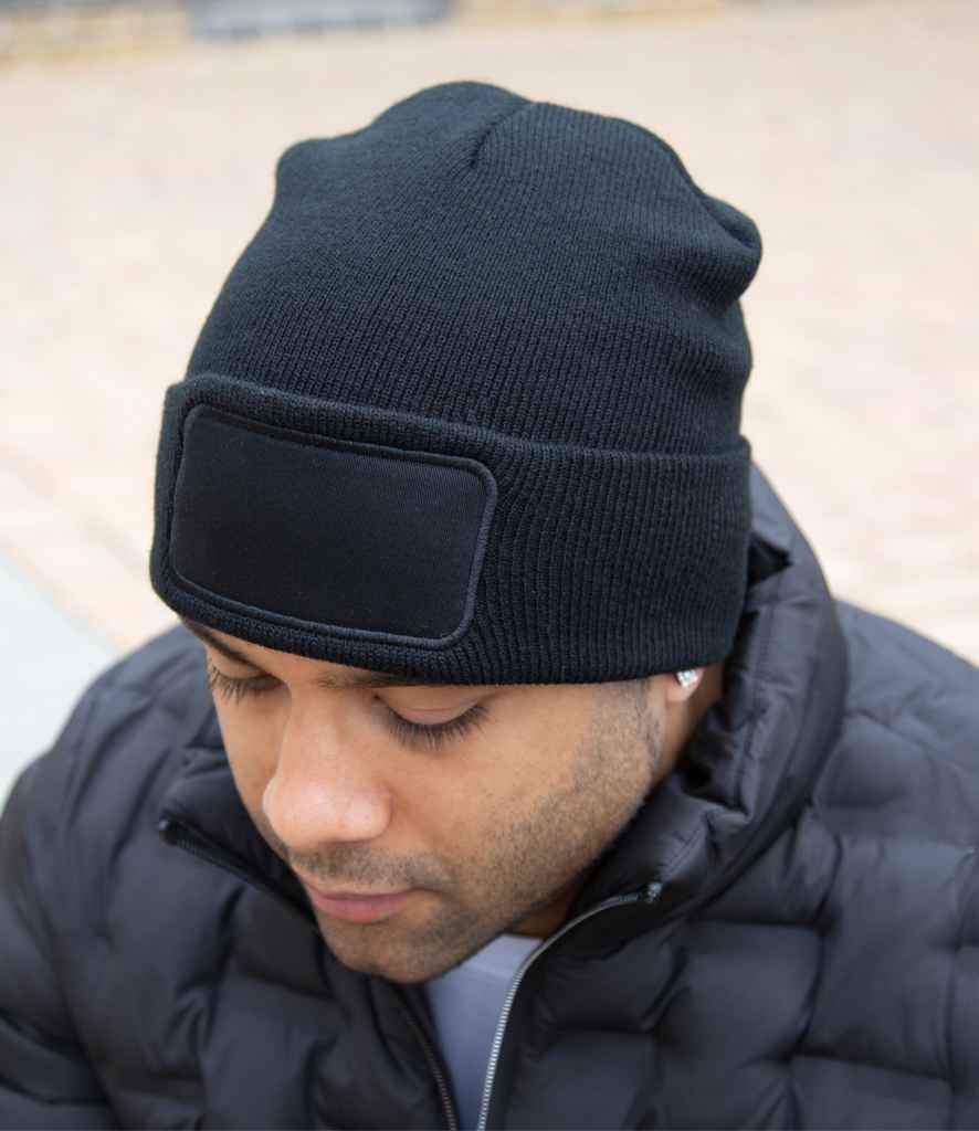 Result Double Knit Thinsulate Printers Beanie in ONE Black by Result Winter Essentials — Custom branded clothing by Print Press, featuring premium embroidery produced in our specialist print lab in the UK.