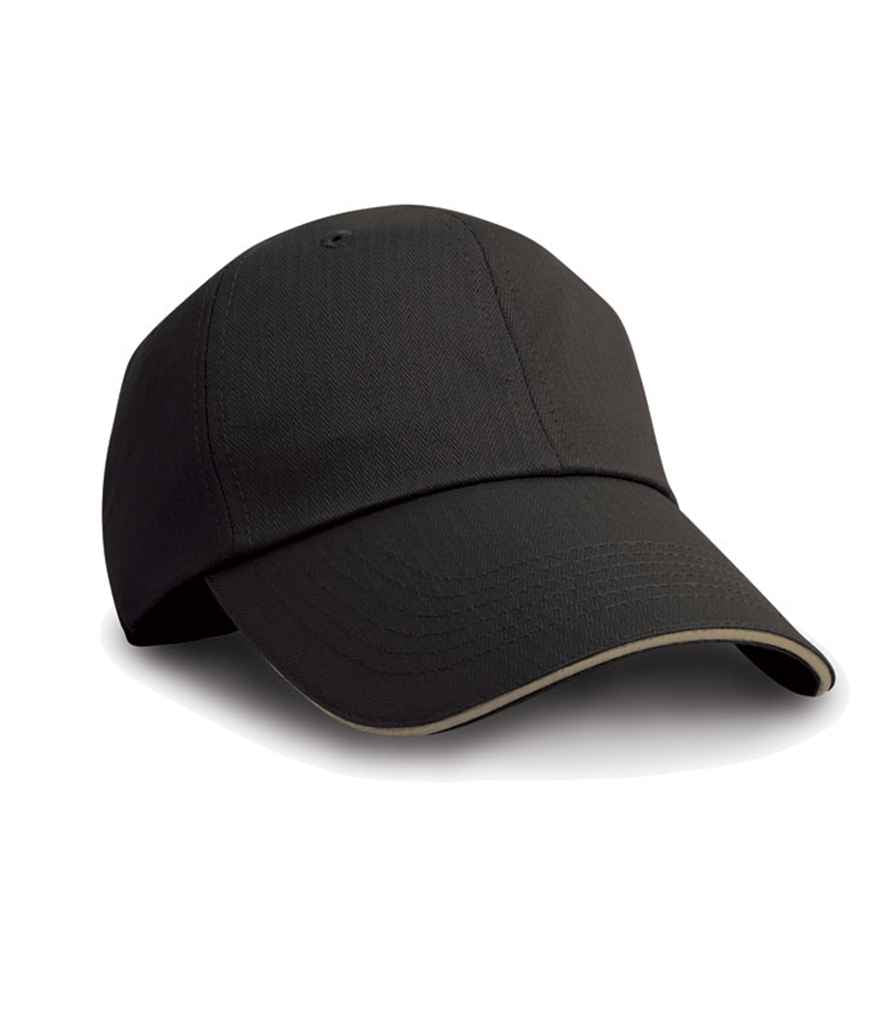 Result Herringbone Cap in ONE Black Tan by Result Headwear — Custom branded clothing by Print Press, featuring premium embroidery produced in our specialist print lab in the UK.