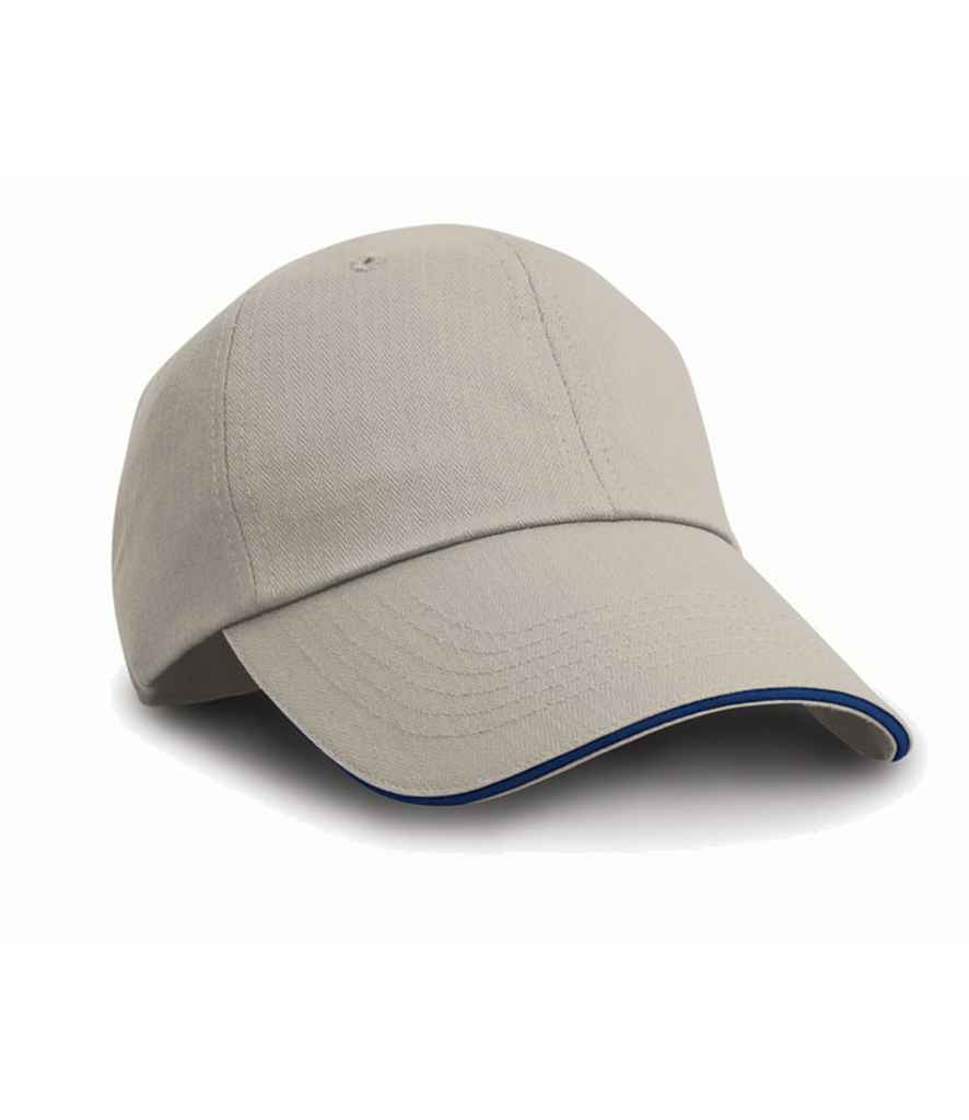 Result Herringbone Cap in ONE Tan Navy by Result Headwear — Custom branded clothing by Print Press, featuring premium embroidery produced in our specialist print lab in the UK.