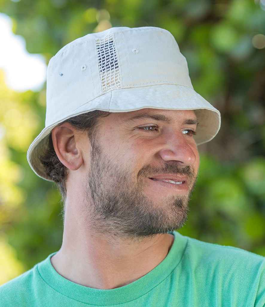 Result Deluxe Washed Cotton Bucket Hat in ONE Natural by Result Headwear — Custom branded clothing by Print Press, featuring premium embroidery produced in our specialist print lab in the UK.
