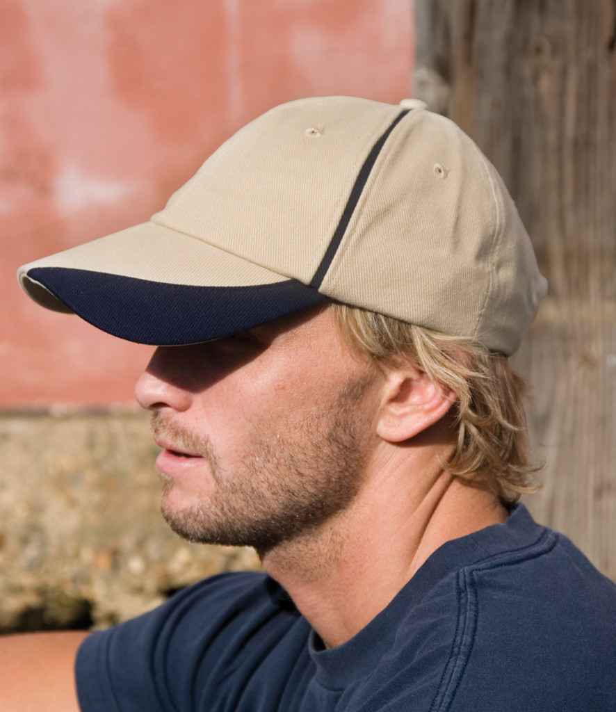 Result Heavy Brushed Cotton Cap in ONE Putty by Result Headwear — Custom branded clothing by Print Press, featuring premium embroidery produced in our specialist print lab in the UK.